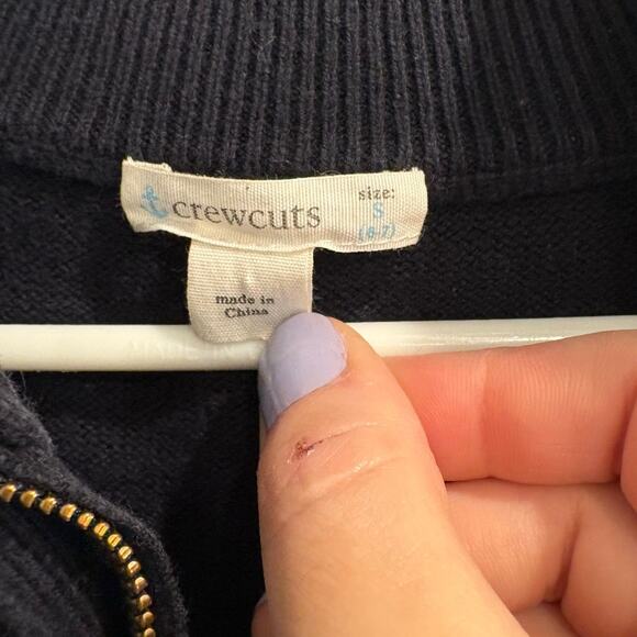 Crewcuts J.Crew Size Small 6 - 7 Boys Navy Quarter Zip Cotton Cashmere Sweater - Picture 4 of 6
